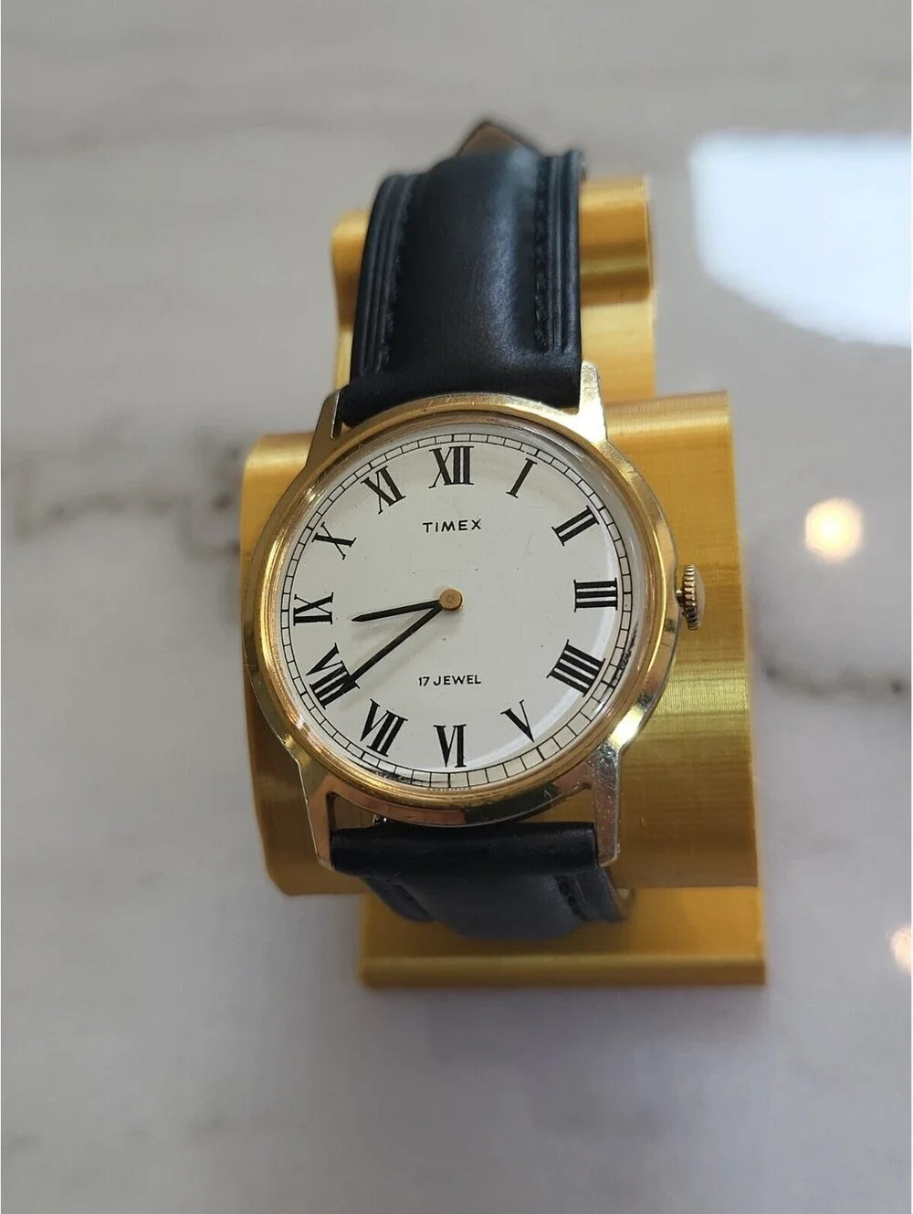 1979 TIMEX Mens Watch Roman Numerals 17 Jewels Manual Wind 33mm 2921917179 EUC